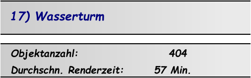 17) Wasserturm Objektanzahl:                     404 Durchschn. Renderzeit:       57 Min.