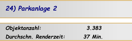 Objektanzahl:                    3.383 Durchschn. Renderzeit:        37 Min. 24) Parkanlage 2