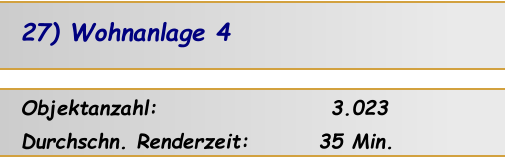 Objektanzahl:                    3.023 Durchschn. Renderzeit:        35 Min. 27) Wohnanlage 4